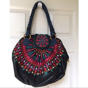 Isabella Fiore leather mosaic serina satchel NEW